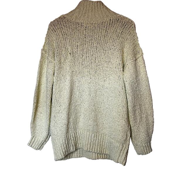 Anthropologie NWT Sweater Mock Neck Yellow Green Loose Weave Oversized Size XS - Picture 3 of 8